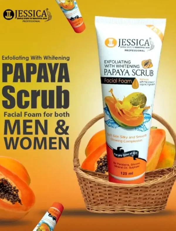 Jessica Exfoliating With Whitening Papaya Scrub Face Wash– 3szone