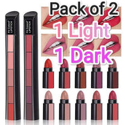 Pack Of 2) Matte Lipsticks | 5 In 1 | Red Brown Nude Pink Maroon